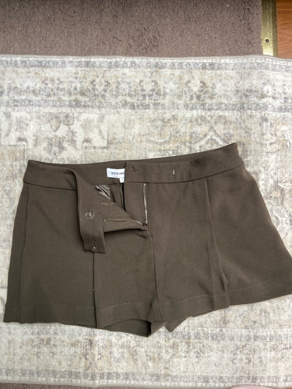 WeWoreWhat Olive Green Tailored Skort Shorts